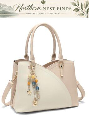 Synthetic Leather Medium Satchel Handbag with Adjustable Crossbody Strap